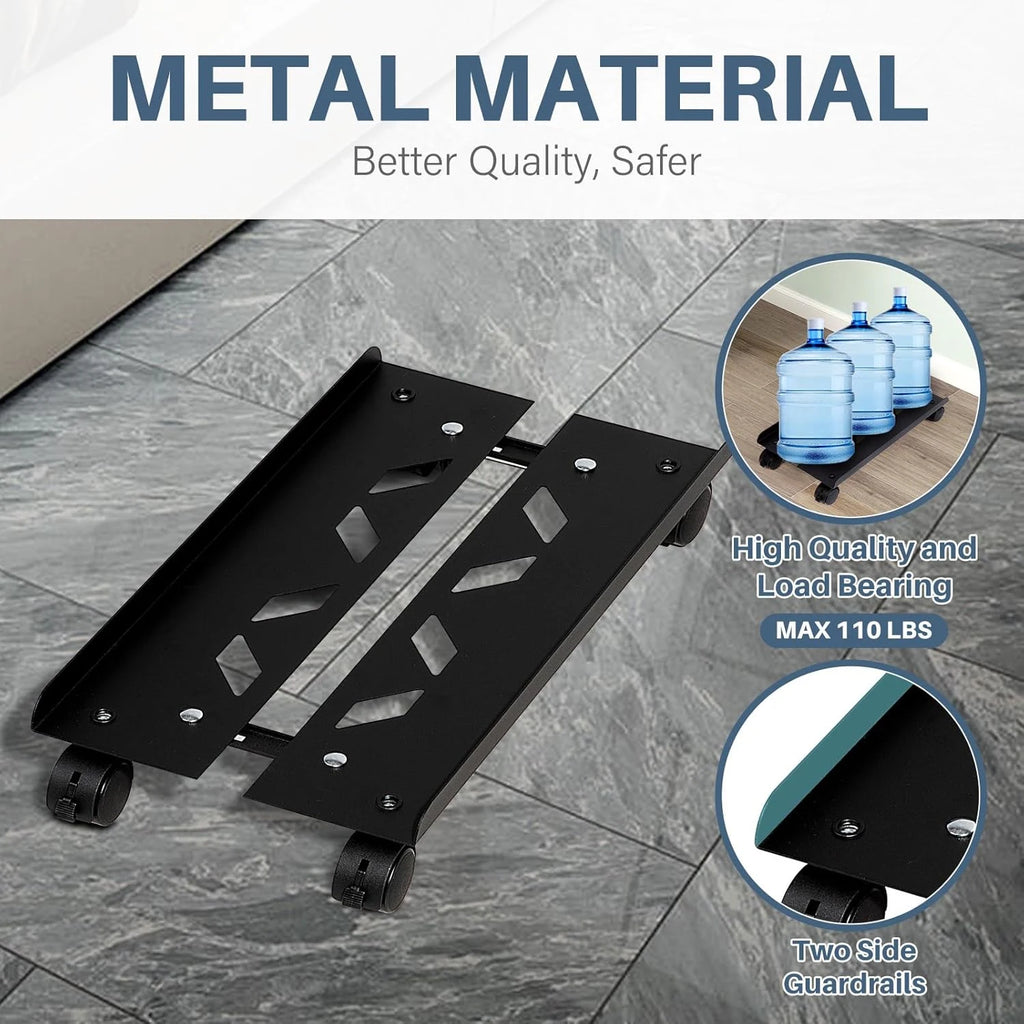 Adjustable Metal Computer Tower Stand, PC Floor Stand with 4 Caster Wheels Fits Most PC, under Desk CPU Holder PC Floor Cart