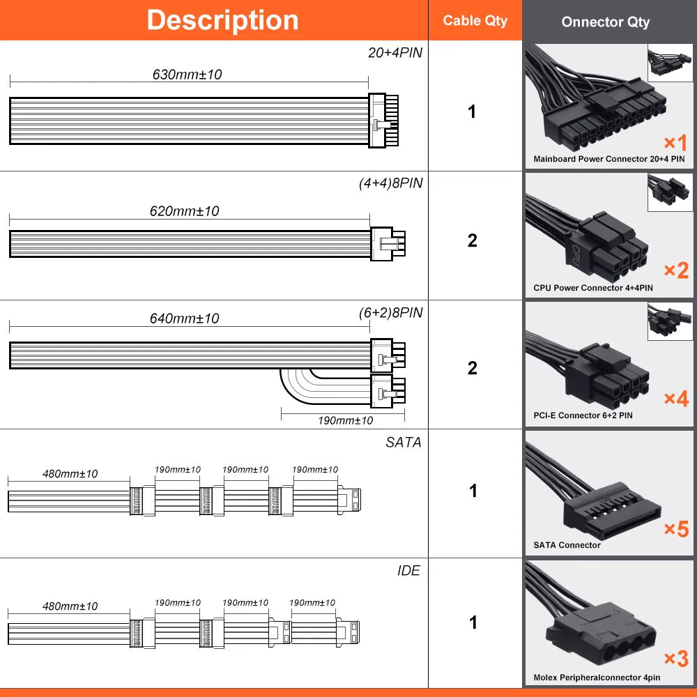 1000W Pc Power Supply 80 plus Glod for Pc Gaming 1000W Fully Modular ATX PSU Computer PC Gamer Power Supply 1000W Watt