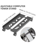 Adjustable Metal Computer Tower Stand, PC Floor Stand with 4 Caster Wheels Fits Most PC, under Desk CPU Holder PC Floor Cart